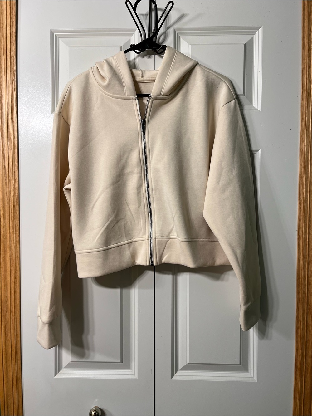 a new day Cream Cropped Zip Hoodie